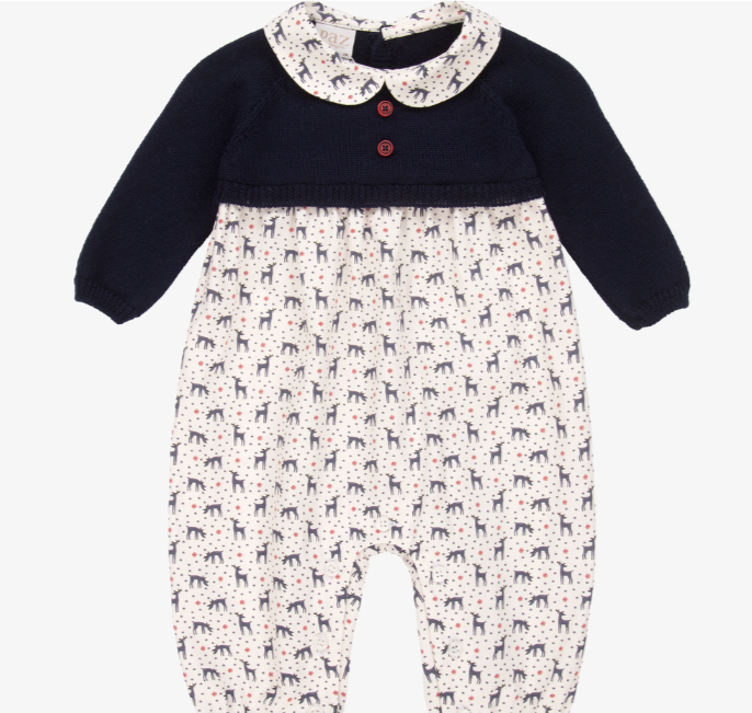 PAZ RODRIGUEZ Ivory Cotton Reindeer Romper