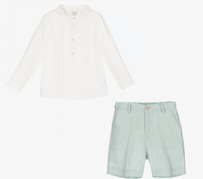 PAZ RODRIGUEZ ivory and mint shorts set