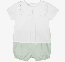 Load image into Gallery viewer, PAZ RODRIGUEZ Baby Boys White &amp; Green Shorts Set
