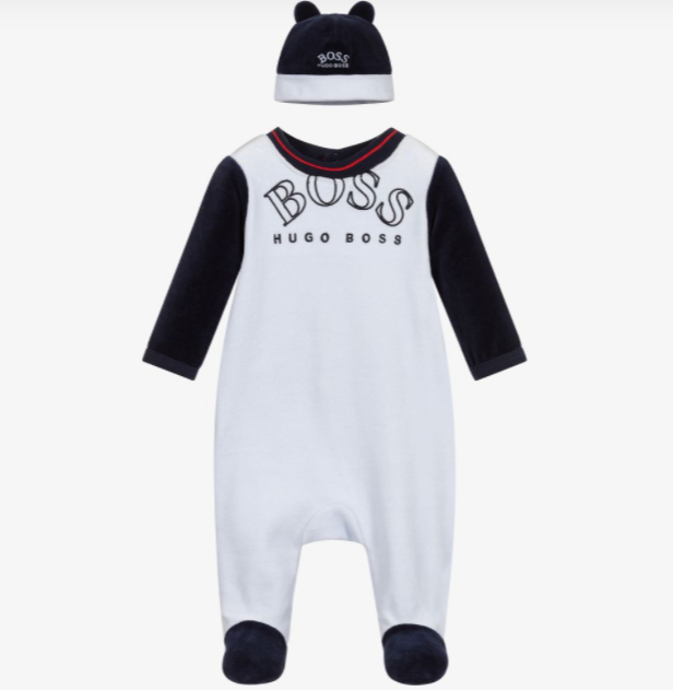 Hugo Boss Blue Babygrow & Hat Gift Set