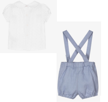 Load image into Gallery viewer, PAZ RODRIGUEZ White &amp; Blue Cotton Shorts Set
