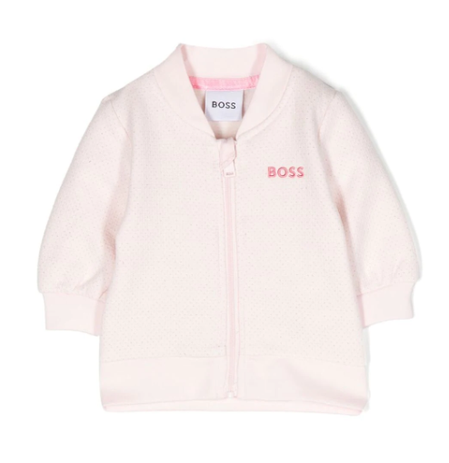 HUGO BOSS embroidered-logo zip-up cardigan