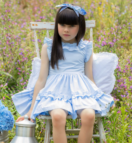 Patachou Girls Pale Blue Cotton Dress