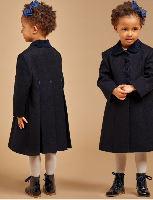 ANCAR Girls Navy Wool Coat