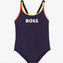 Load image into Gallery viewer, HUGO BOSS girls navy blue swimsuit
