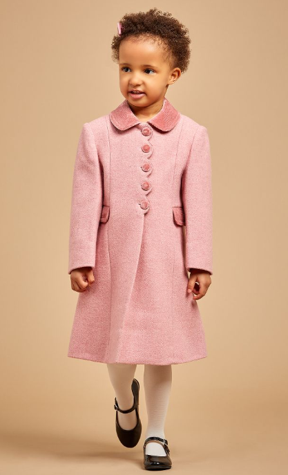 ANCAR Girls Pink Wool Coat