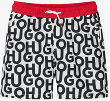 Load image into Gallery viewer, HUGO Boys Black &amp; White Logo Swim Shorts
