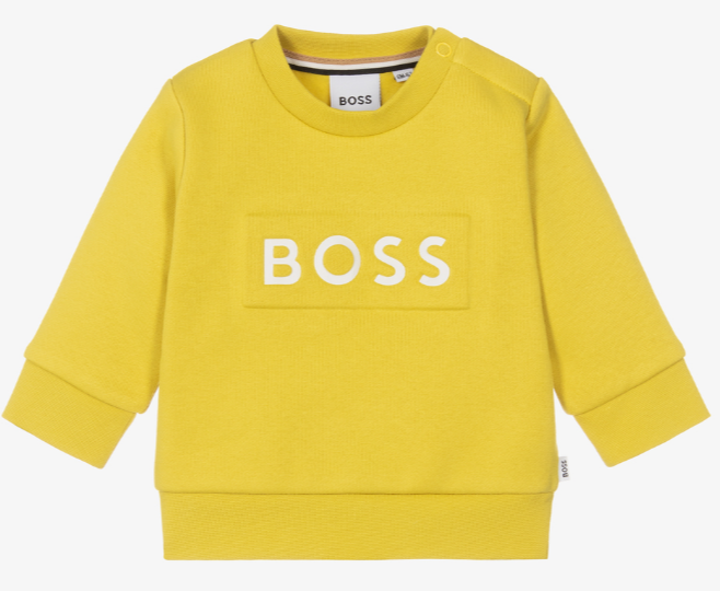 HUGO BOSS Boys Yellow Cotton Sweatshirt