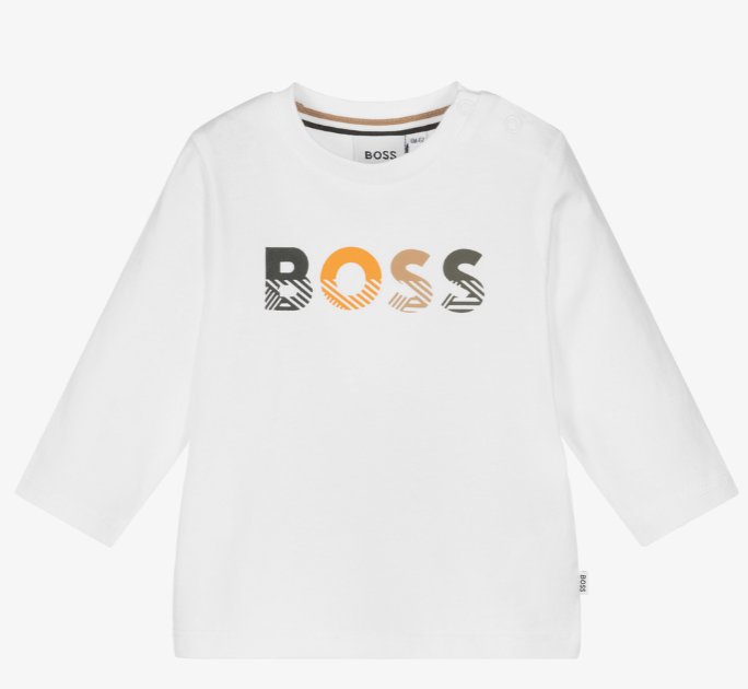 HUGO BOSS Boys White Logo Top