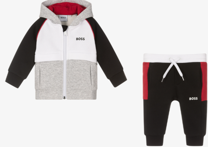 HUGO BOSS Boys Grey & Black Tracksuit