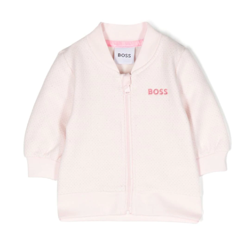 HUGO BOSS embroidered-logo zip-up cardigan