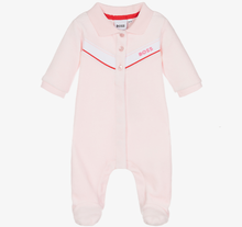 Load image into Gallery viewer, HUGO BOSS Pink Velour Polo Babygrow
