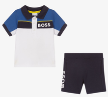 Load image into Gallery viewer, HUGO BOSS Boys blue cotton shorts set
