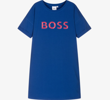 Load image into Gallery viewer, HUGO BOSS Girls Blue Logo T-Shirt Dress
