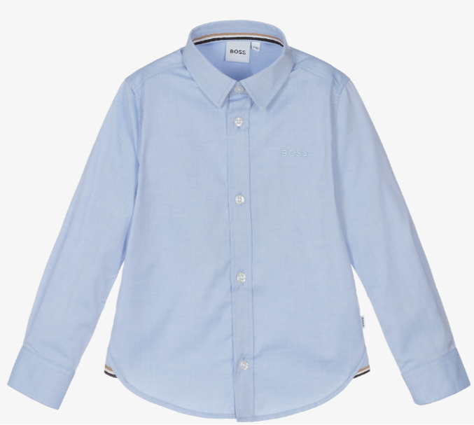 HUGO BOSS Boys Pale Blue Oxford Shirt