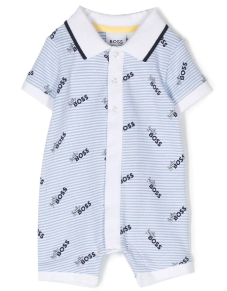 HUGO BOSS striped logo-print polo romper