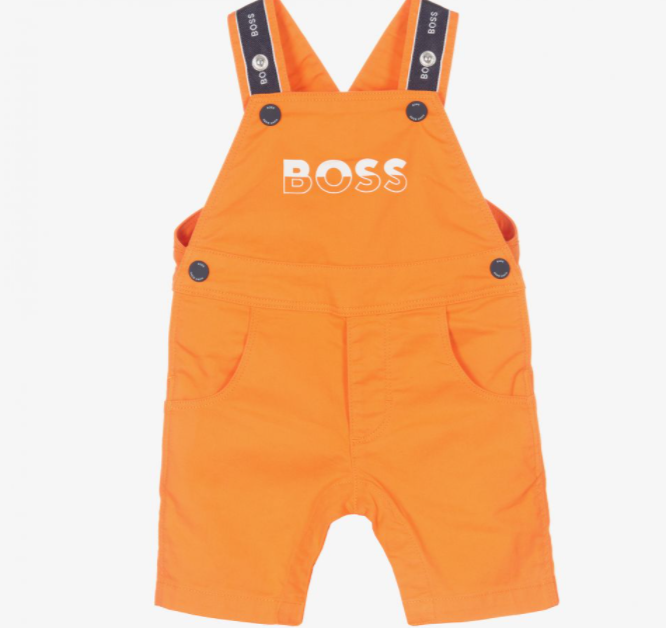 HUGO BOSS Boys Orange Dungaree Shorts