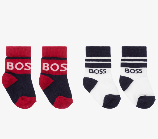 HUGO BOSS White & Red Socks (2 Pack)