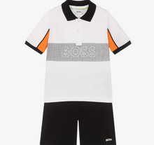 Load image into Gallery viewer, HUGO BOSS Boys White Logo Cotton Shorts Set
