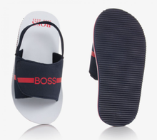 Load image into Gallery viewer, HUGO BOSS navy blue logo sandals
