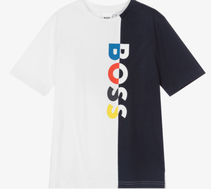 HUGO BOSS White & Blue Logo T-Shirt