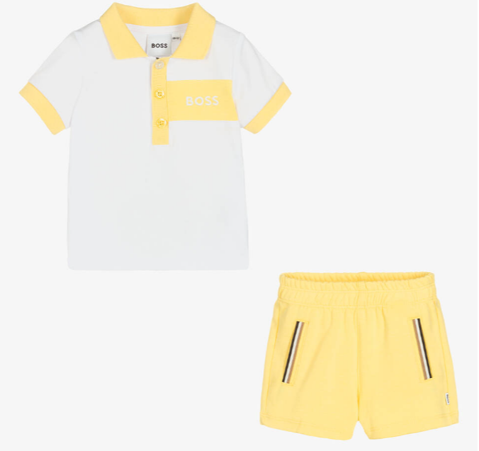 HUGO BOSS Baby Boys Yellow Logo Shorts Set