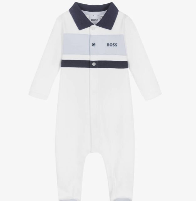 HUGO BOSS Boys White Logo Babygrow