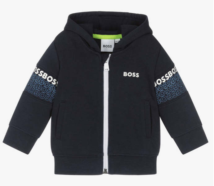 HUGO BOSS Boys Navy Blue Logo Zip-Up Top