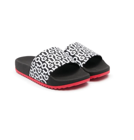 HUGO KIDS logo-print slip-on slides