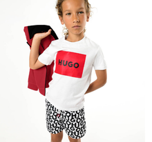 Load image into Gallery viewer, HUGO Boys Black &amp; White Logo Swim Shorts
