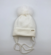 Load image into Gallery viewer, IL TRENINO WOOL BABY HAT WITH FUR POMPOM
