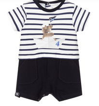 Load image into Gallery viewer, Lapin House Blue &amp; White Cotton Shortie
