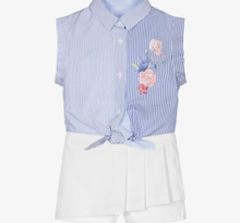 Load image into Gallery viewer, LAPIN HOUSE blue and white cotton shorts set
