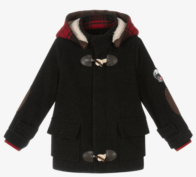 LAPIN HOUSE Boys Grey Wool Duffle Coat