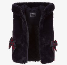 Load image into Gallery viewer, LAPIN HOUSE girls blue fur hodded waistcoat
