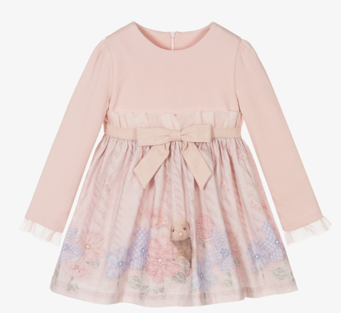 LAPIN HOUSE Girls Pink Bow Cotton Dress