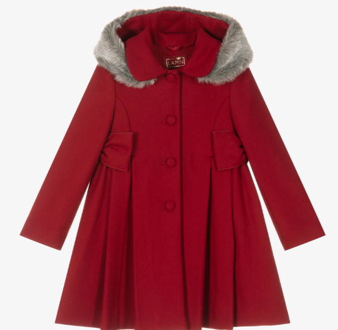 LAPIN HOUSE Girls Red Wool & Cashmere Coat