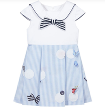 Load image into Gallery viewer, Lapin House Blue Cotton Sailor Dress
