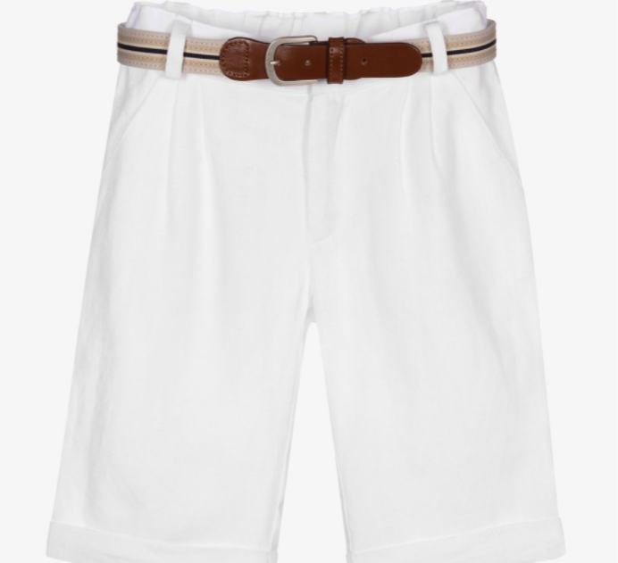 LAPIN HOUSE white linen belted bermudas