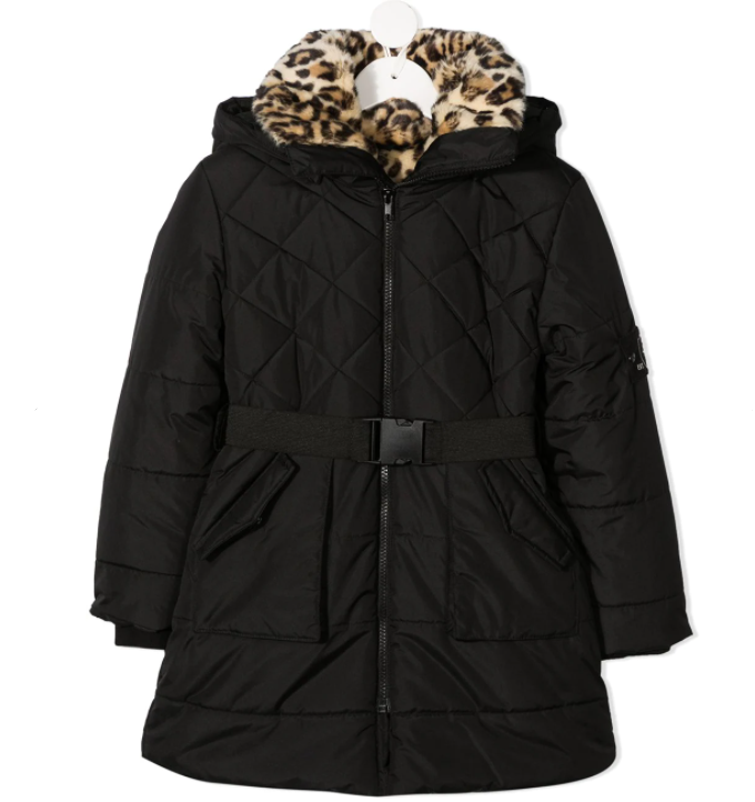 LAPIN HOUSE belted puffed hooded coat