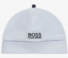 Load image into Gallery viewer, HUGO BOSS pale blue velour baby hat
