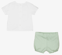 Load image into Gallery viewer, PAZ RODRIGUEZ Baby Boys White &amp; Green Shorts Set
