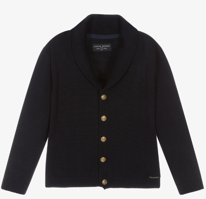 LAPIN HOUSE Boys Blue Knit Cardigan