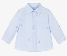 Load image into Gallery viewer, PATACHOU Boys Blue Cotton Stripe Seersucker Shirt
