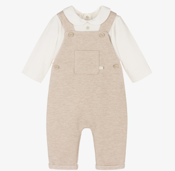 PAZ RODRIGUEZ Boys Beige Dungaree Set