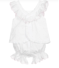 Load image into Gallery viewer, Patachou Baby Girl White &amp; Pink Cotton Shorts Set
