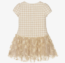 Load image into Gallery viewer, PATACHOU Girls Beige Check &amp; Gold Floral Dress
