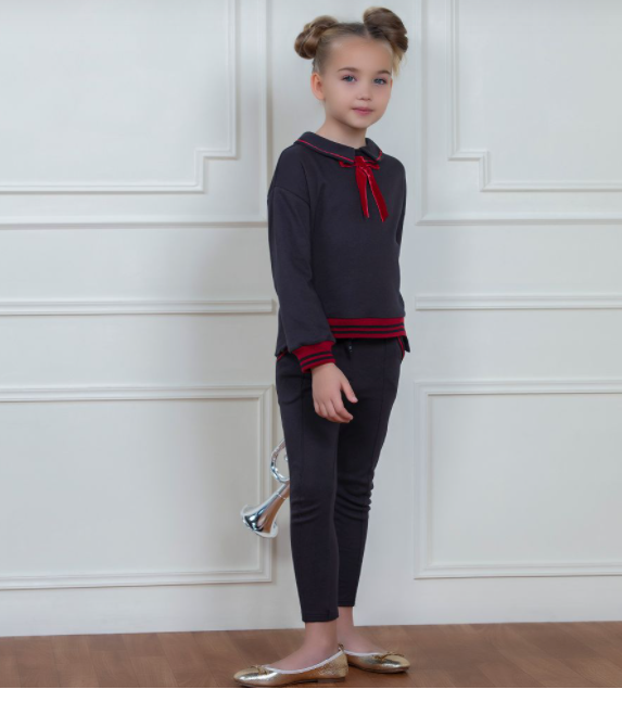 Patachou Navy Blue & Red Trouser Set