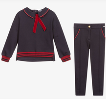 Load image into Gallery viewer, Patachou Navy Blue &amp; Red Trouser Set
