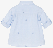 Load image into Gallery viewer, PATACHOU Boys Blue Cotton Stripe Seersucker Shirt
